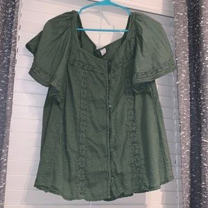 Old navy Olive green lace loose blouse